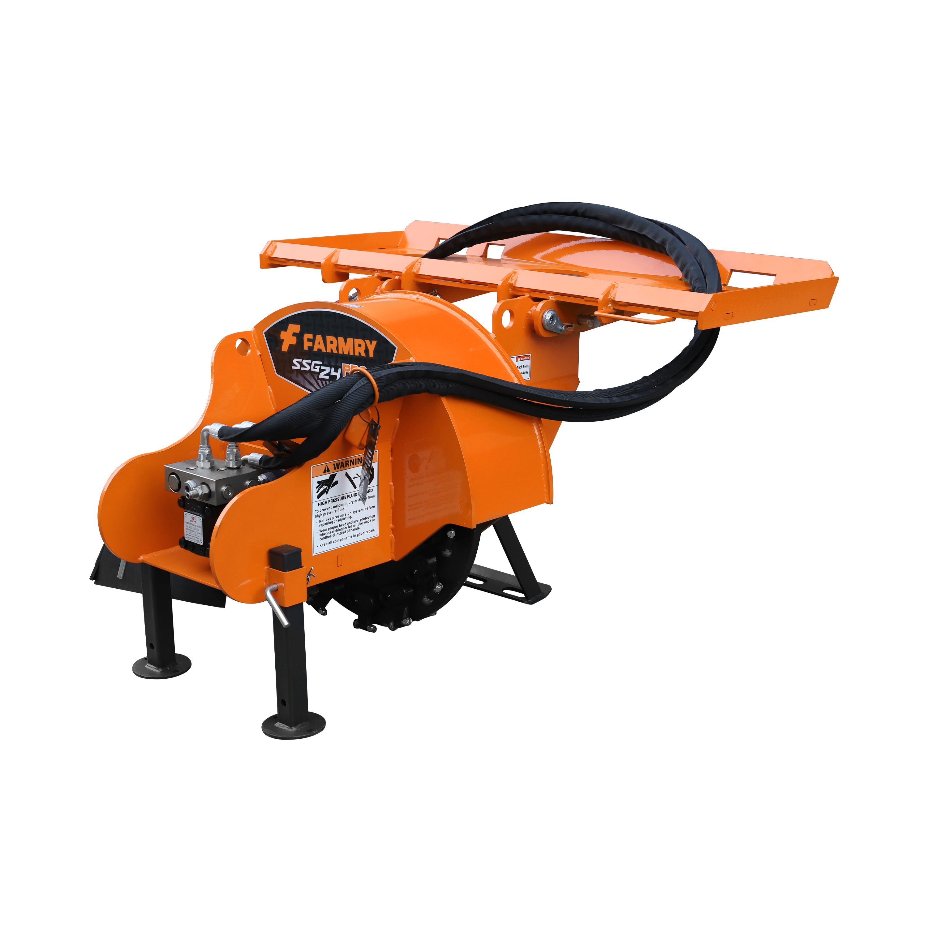 24 in Skid Steer Loader Stump Grinder with Flexible Coupling and 3 Time Indexing Carbide Teeth, 18 to 23GPM, SSG24PRO(Orange)