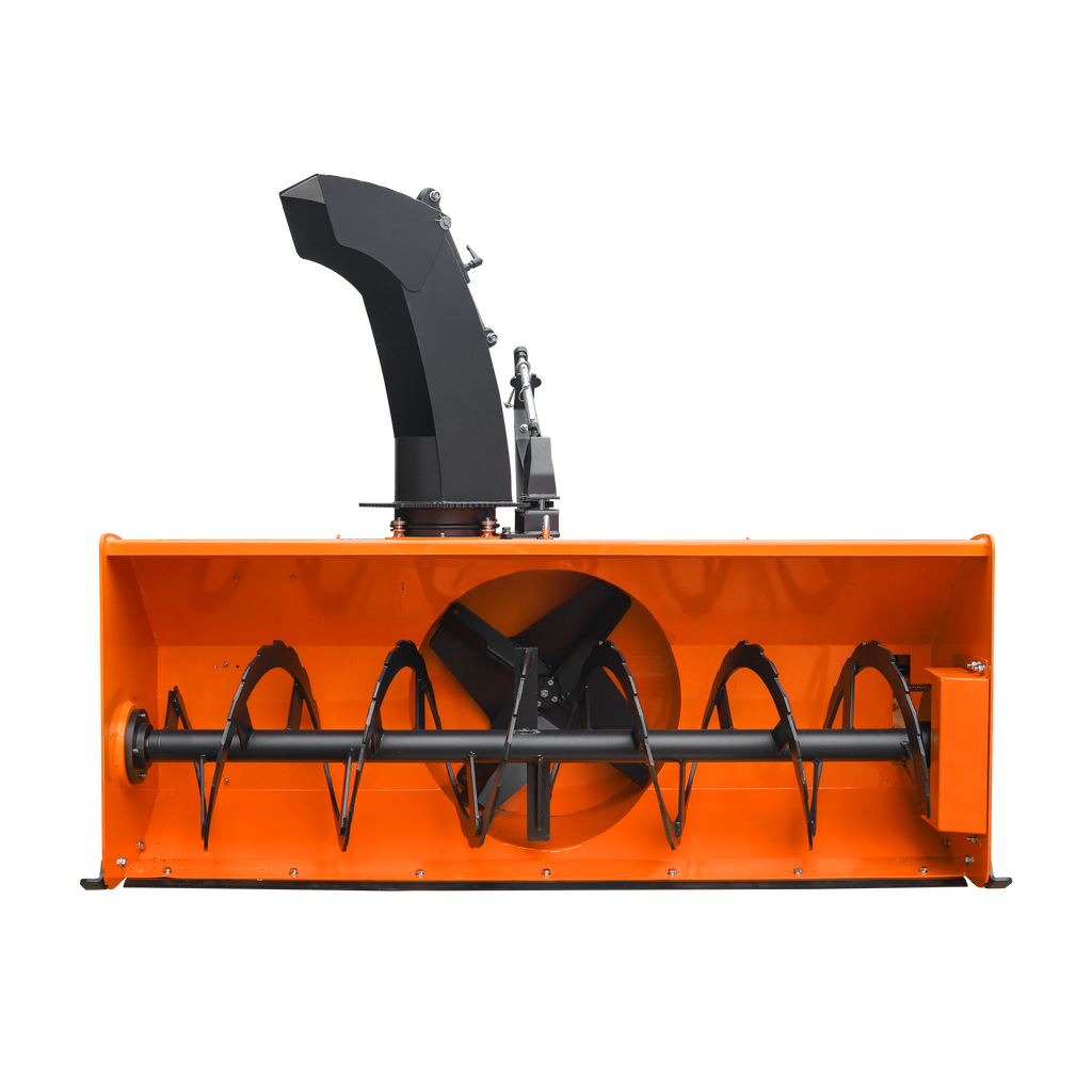 72" Skid Steer Snow Blower, 45-75 HP, REQ. Hydraulic Flow 16-21 GPM, 24" Diameter Impeller, Manual 360° Snow Chute, Snow Shovel for JAM Clearance Included, SSB72