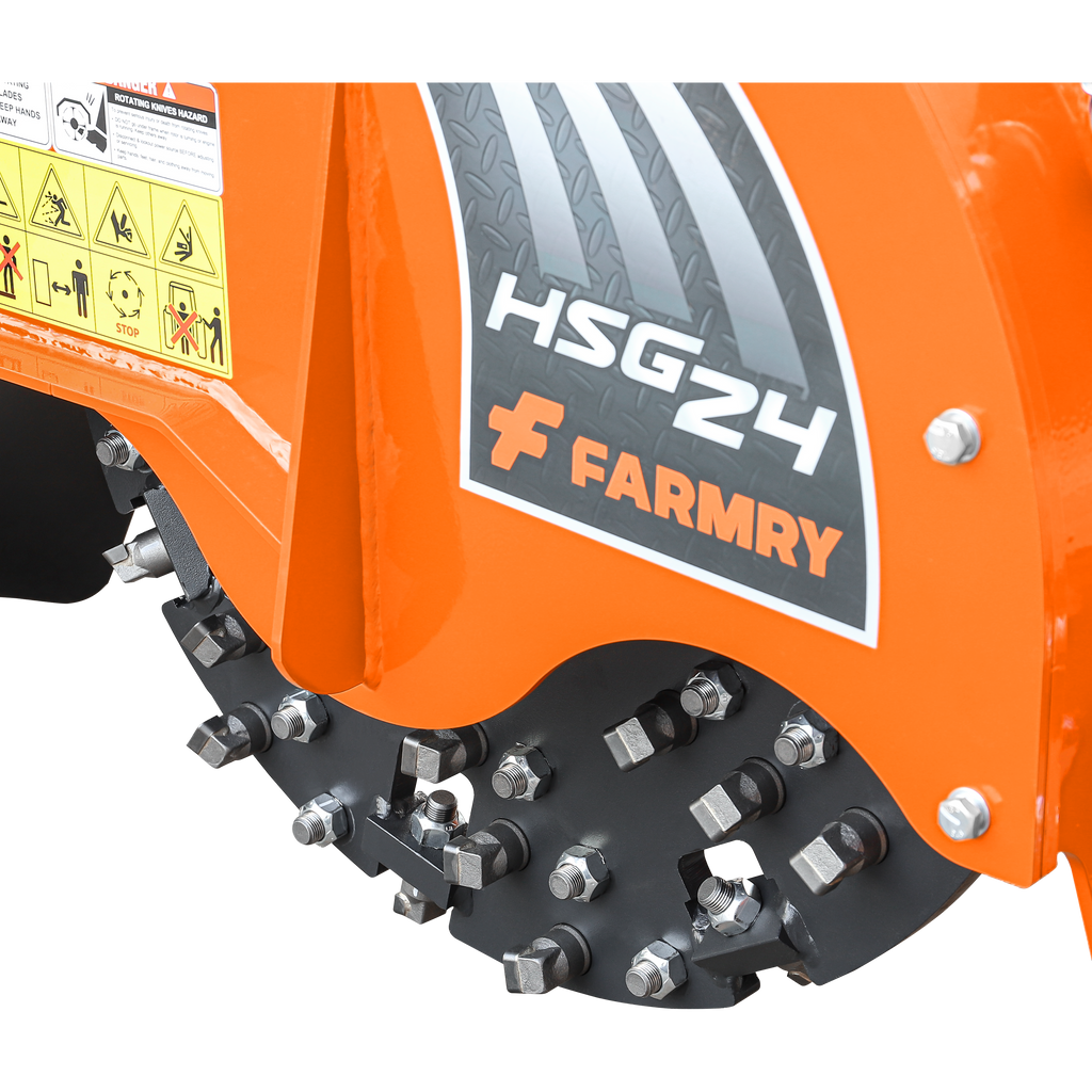 24 in Hydraulic Stump Grinder with 56pcs Carbide Teeth for Tractor From 25hp To 60hp, Premium Driveline with Included, HSG24