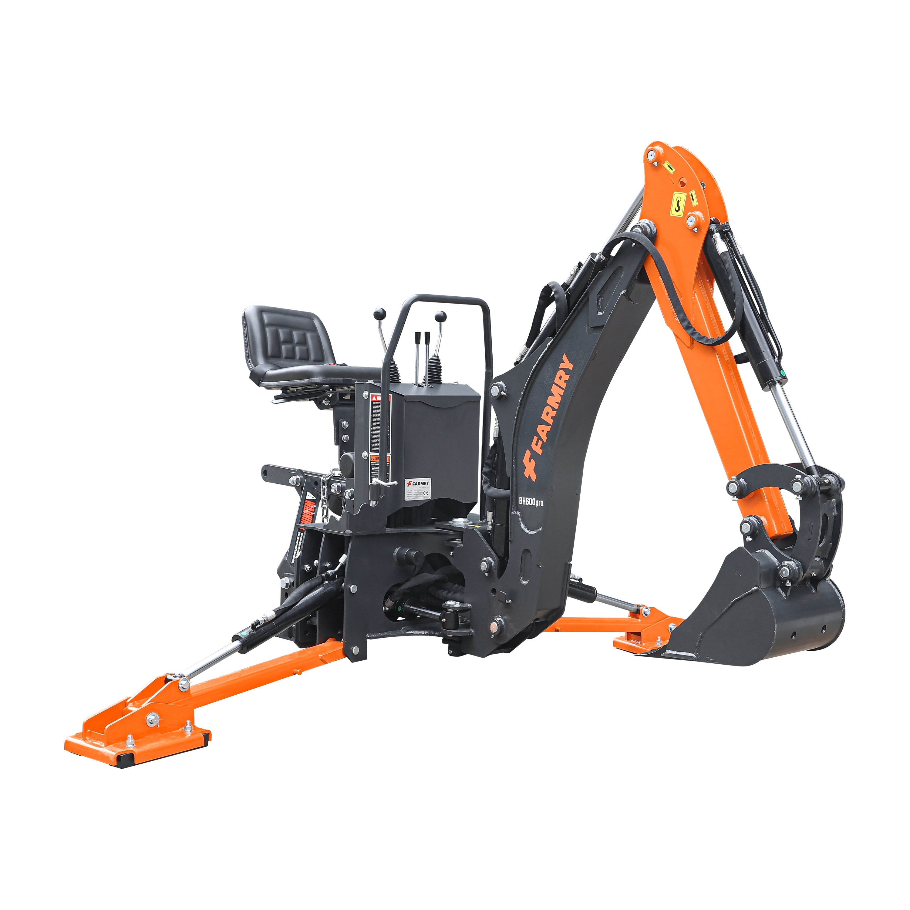 BH600PRO Series 6 FT Backhoe With CurvedBoom For 18-35HP CAT I Tractor, Taiwan Six In OneHydraulic Control Valve & Self-Contained One-Piece GearPump&Hydraulic Reservoir & 12"Compact Bucket Included