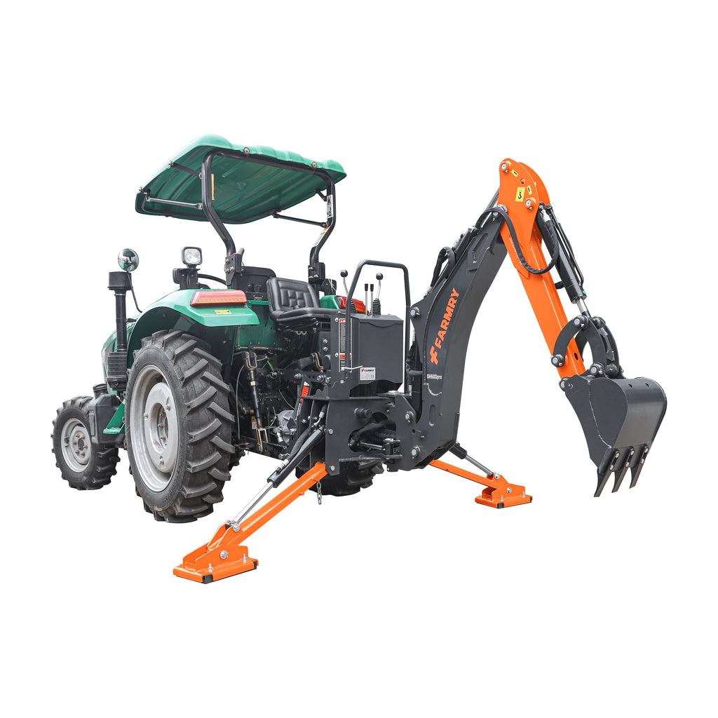 BH600PRO Series 6 FT Backhoe With CurvedBoom For 18-35HP CAT I Tractor, Taiwan Six In OneHydraulic Control Valve & Self-Contained One-Piece GearPump&Hydraulic Reservoir & 12"Compact Bucket Included