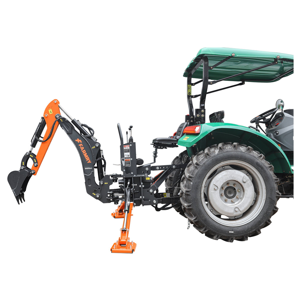 BH600PRO Series 6 FT Backhoe With CurvedBoom For 18-35HP CAT I Tractor, Taiwan Six In OneHydraulic Control Valve & Self-Contained One-Piece GearPump&Hydraulic Reservoir & 12"Compact Bucket Included