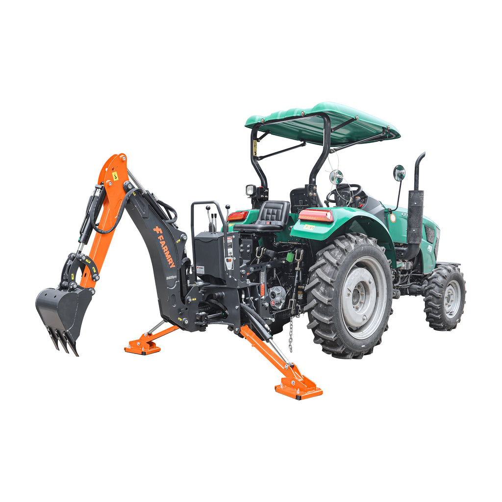 BH600PRO Series 6 FT Backhoe With CurvedBoom For 18-35HP CAT I Tractor, Taiwan Six In OneHydraulic Control Valve & Self-Contained One-Piece GearPump&Hydraulic Reservoir & 12"Compact Bucket Included