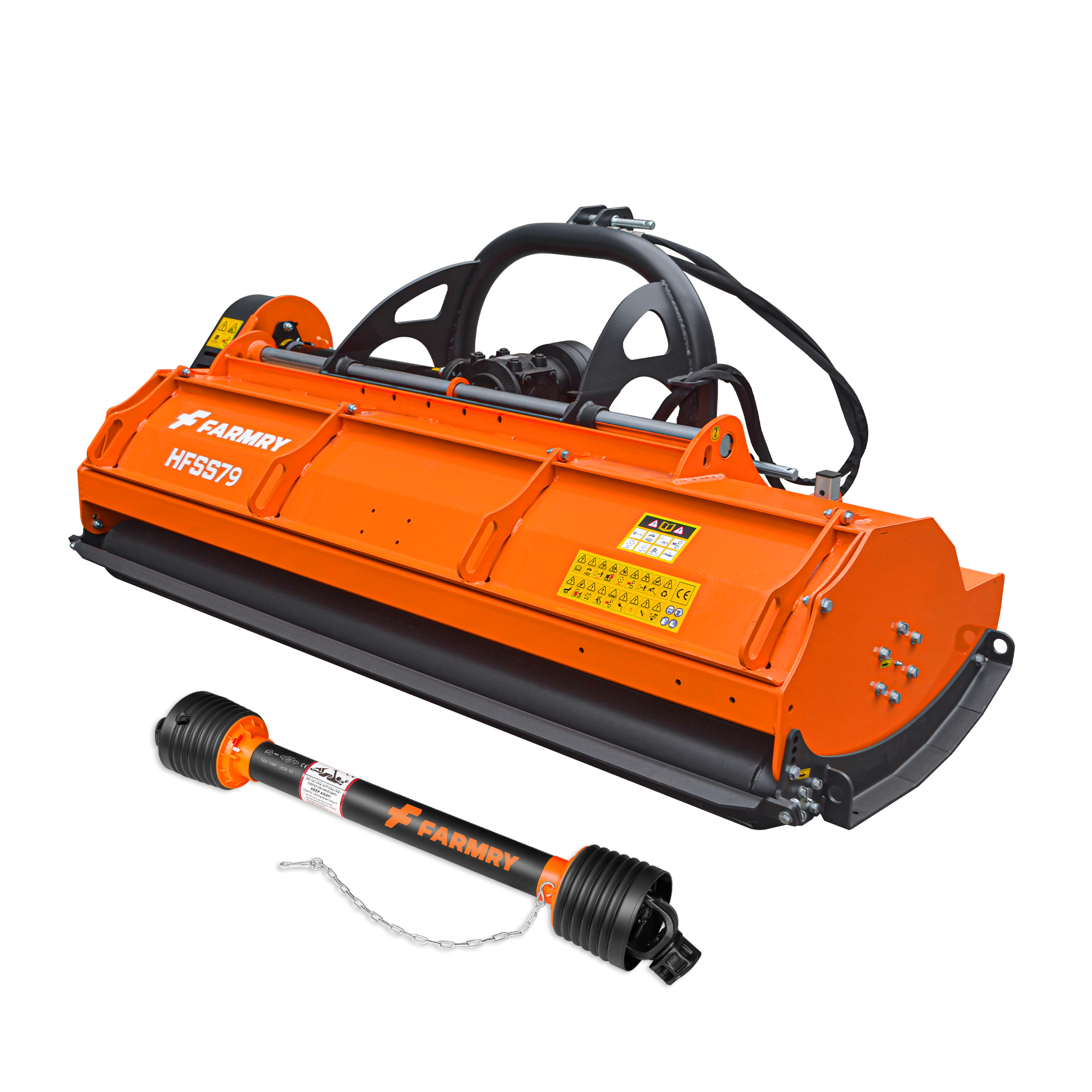 3 Point 79" Flail Mower, PTO Hydraulic Side Shift, 30-85HP Mowing Attachment for Category 1 and 2 Tractors, HFSS79