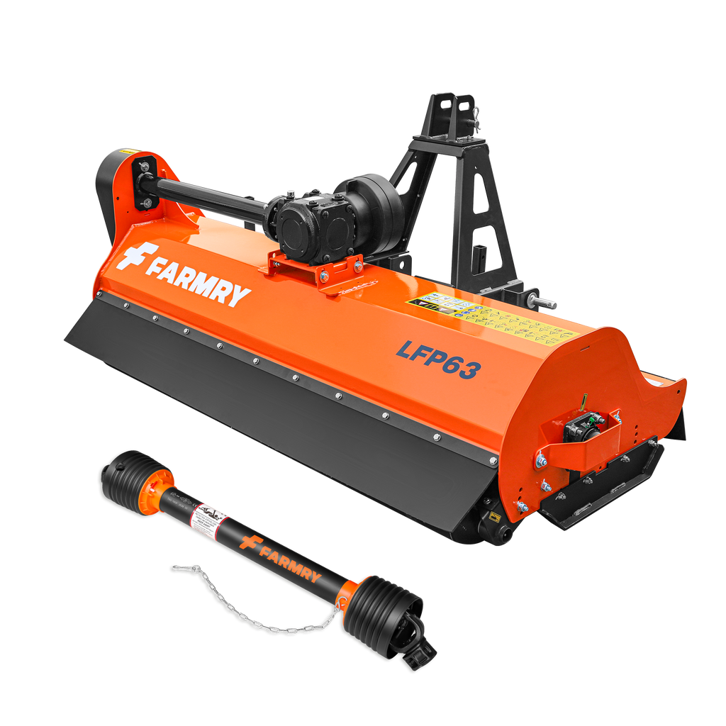 3 Point 63" Flail Mower, PTO Powered 25-45HP Mowing Attachment for Category 1 Tractors, LFP63 Pro Series