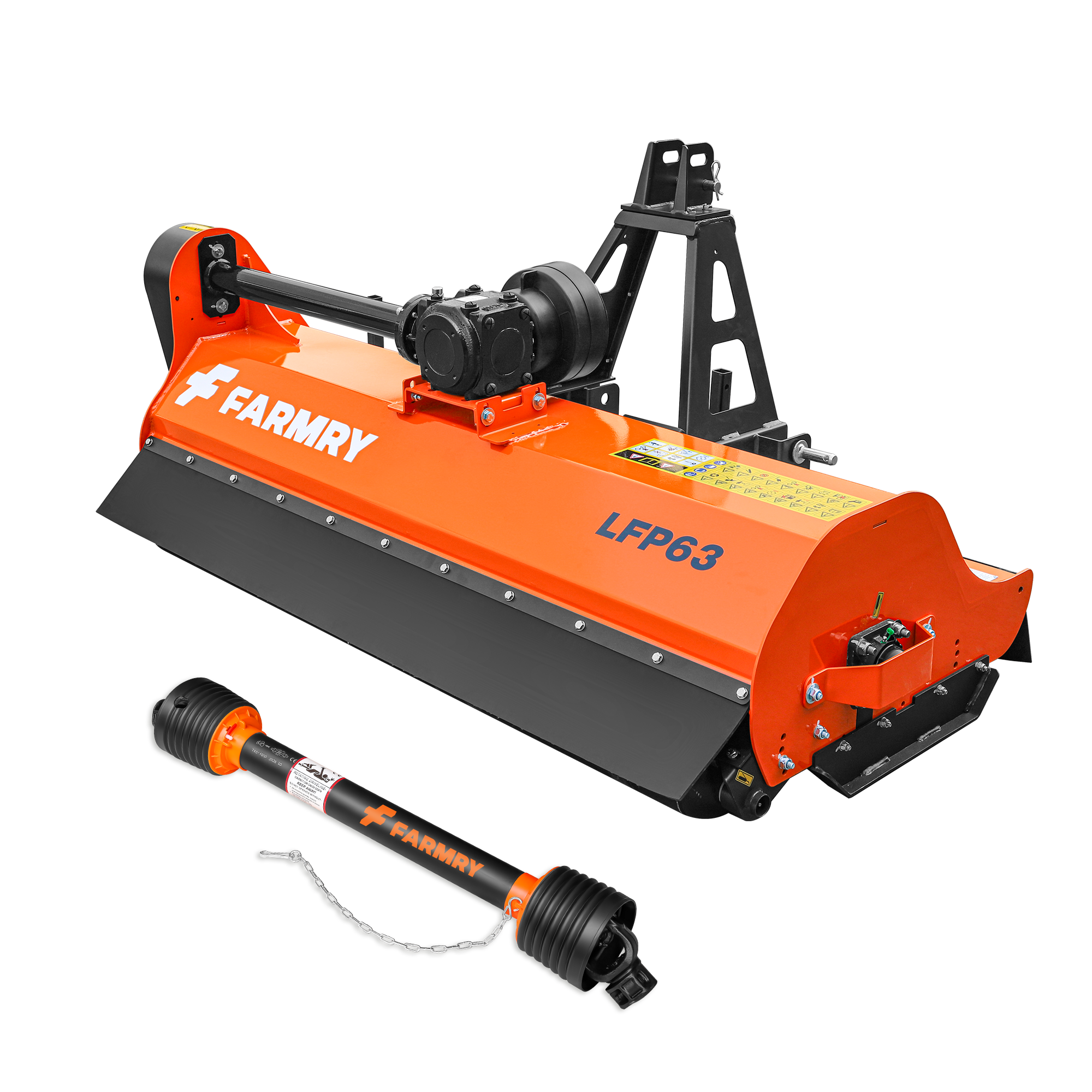 3 Point 63" Flail Mower, PTO Powered 25-45HP Mowing Attachment for Category 1 Tractors, LFP63 Pro Series