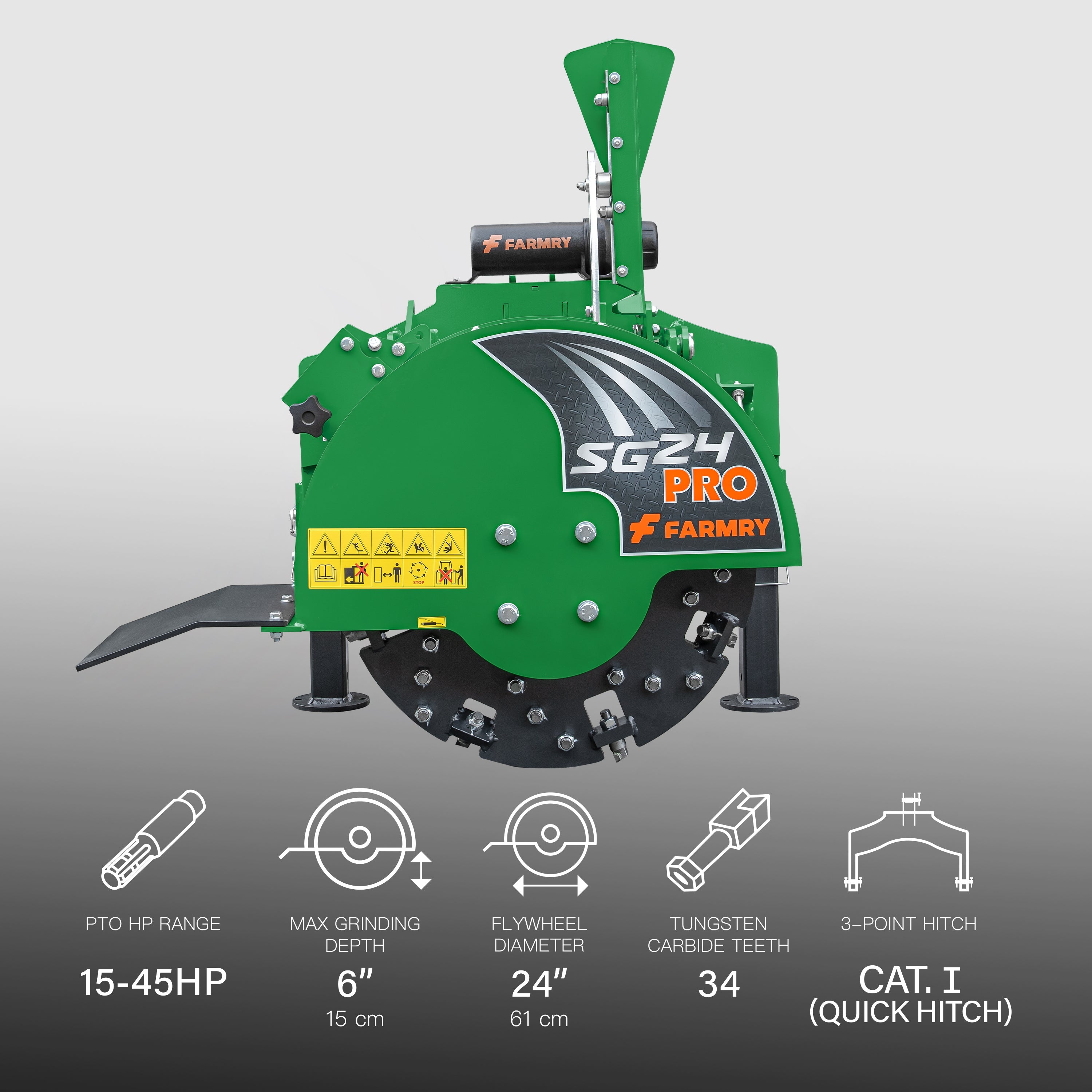 5" PTO Wood Chipper + PRO Stump Grinder Bundle for 15–45 HP Tractors | WCAP5 + SG24Pro Green Combo